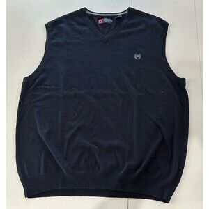 CHAPS MEN'S Navy KNIT V-NECK ACADEMIA PREPPY 100% COTTON SWEATER VEST SIZE XL